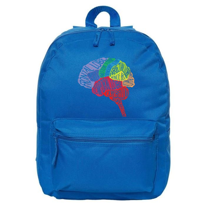 Brain Frontal Lobe Temporal Lobe Cerebellum Brainstem Funny Gift 16 in Basic Backpack