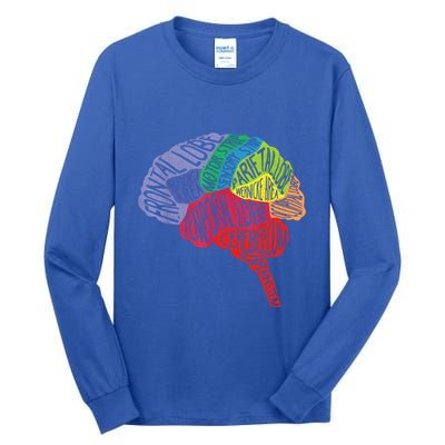 Brain Frontal Lobe Temporal Lobe Cerebellum Brainstem Funny Gift Tall Long Sleeve T-Shirt