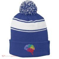 Brain Frontal Lobe Temporal Lobe Cerebellum Brainstem Funny Gift Stripe Pom Pom Beanie