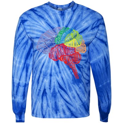 Brain Frontal Lobe Temporal Lobe Cerebellum Brainstem Funny Gift Tie-Dye Long Sleeve Shirt