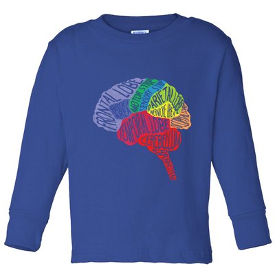 Brain Frontal Lobe Temporal Lobe Cerebellum Brainstem Funny Gift Toddler Long Sleeve Shirt