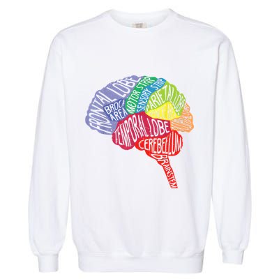 Brain Frontal Lobe Temporal Lobe Cerebellum Brainstem Funny Gift Garment-Dyed Sweatshirt