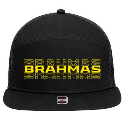 Brahmas Football Logo 7 Panel Mesh Trucker Snapback Hat