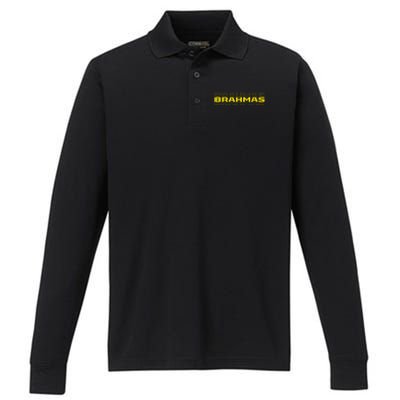 Brahmas Football Logo Performance Long Sleeve Polo