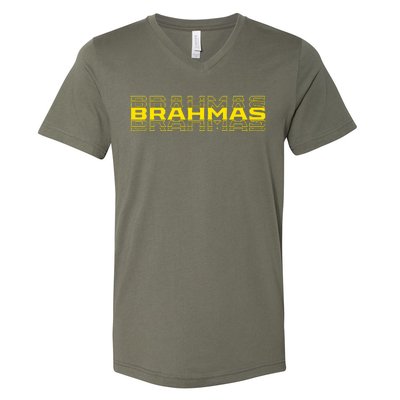 Brahmas Football Logo V-Neck T-Shirt