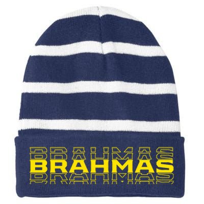 Brahmas Football Logo Striped Beanie with Solid Band