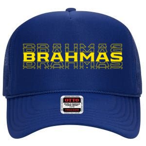 Brahmas Football Logo High Crown Mesh Back Trucker Hat