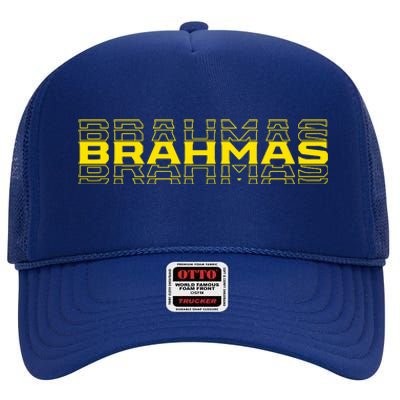 Brahmas Football Logo High Crown Mesh Back Trucker Hat