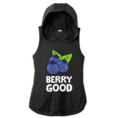 Blueberry Fruit Love Blueberries Berry Good Ladies PosiCharge Tri-Blend Wicking Draft Hoodie Tank