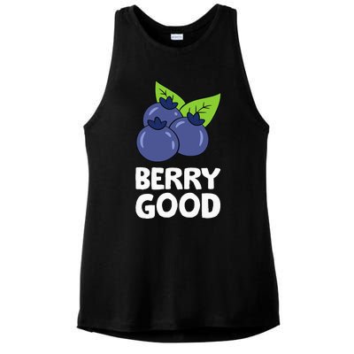 Blueberry Fruit Love Blueberries Berry Good Ladies PosiCharge Tri-Blend Wicking Tank