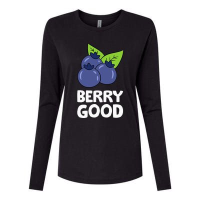 Blueberry Fruit Love Blueberries Berry Good Womens Cotton Relaxed Long Sleeve T-Shirt