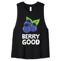 Blueberry Fruit Love Blueberries Berry Good Women's Racerback Cropped Tank