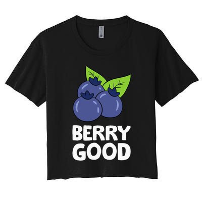 Blueberry Fruit Love Blueberries Berry Good Women's Crop Top Tee