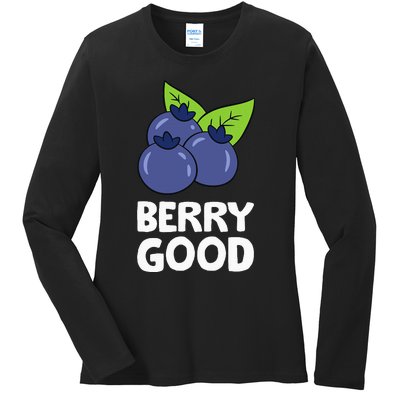 Blueberry Fruit Love Blueberries Berry Good Ladies Long Sleeve Shirt