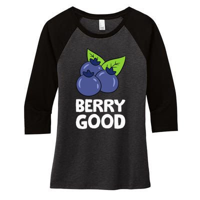 Blueberry Fruit Love Blueberries Berry Good Women's Tri-Blend 3/4-Sleeve Raglan Shirt