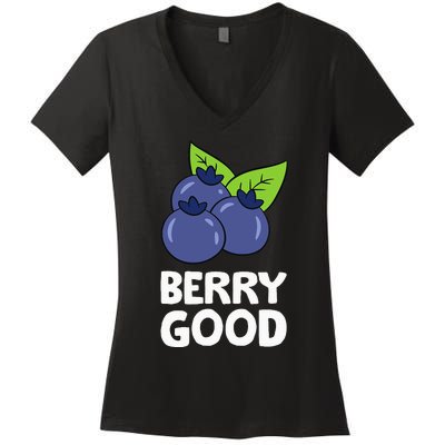 Blueberry Fruit Love Blueberries Berry Good Women's V-Neck T-Shirt