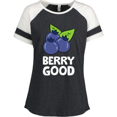 Blueberry Fruit Love Blueberries Berry Good Enza Ladies Jersey Colorblock Tee