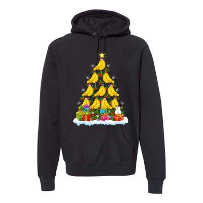 Banana Fruit Lover Xmas Holiday Funny Banana Christmas Tree Premium Hoodie