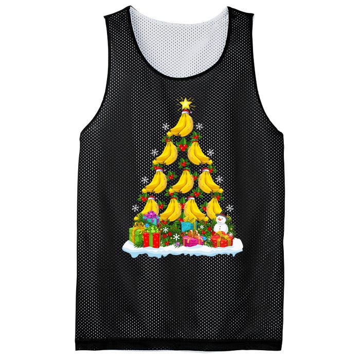 Banana Fruit Lover Xmas Holiday Funny Banana Christmas Tree Mesh Reversible Basketball Jersey Tank