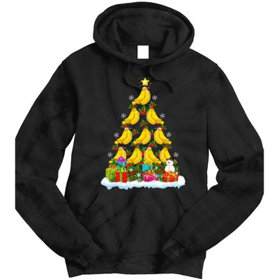 Banana Fruit Lover Xmas Holiday Funny Banana Christmas Tree Tie Dye Hoodie