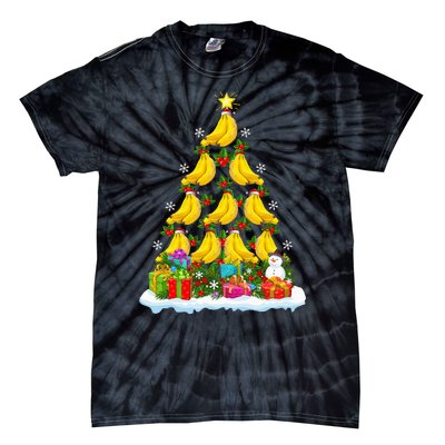 Banana Fruit Lover Xmas Holiday Funny Banana Christmas Tree Tie-Dye T-Shirt