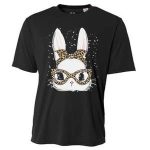 Bunny Face Leopard Glasses Headband Happy Easter Day Women's Cooling Performance Crew T-Shirt