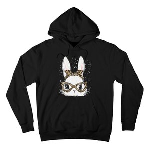 Bunny Face Leopard Glasses Headband Happy Easter Day Women's Hoodie