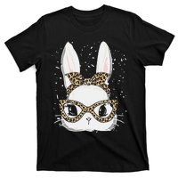 Bunny Face Leopard Glasses Headband Happy Easter Day Women's T-Shirt