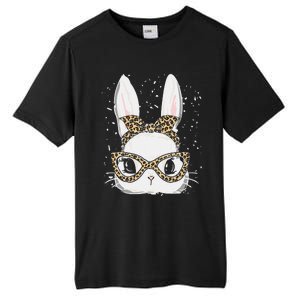 Bunny Face Leopard Glasses Headband Happy Easter Day Women's Tall Fusion ChromaSoft Performance T-Shirt