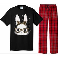 Bunny Face Leopard Glasses Headband Happy Easter Day Women's Pajama Set