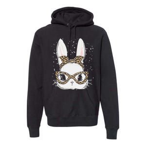 Bunny Face Leopard Glasses Headband Happy Easter Day Women's Premium Hoodie