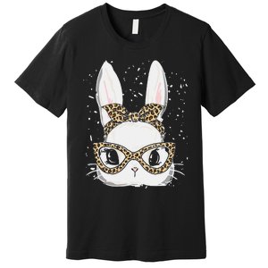 Bunny Face Leopard Glasses Headband Happy Easter Day Women's Premium T-Shirt