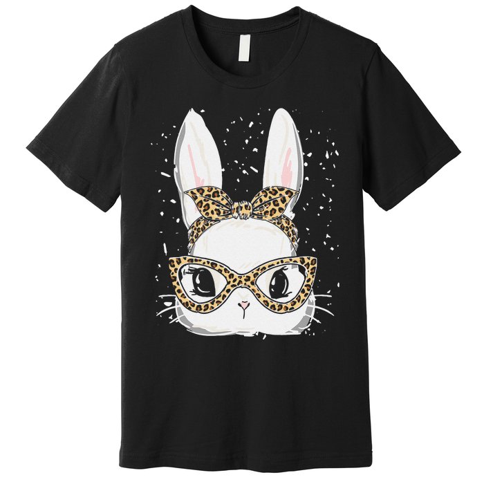 Bunny Face Leopard Glasses Headband Happy Easter Day Women's Premium T-Shirt