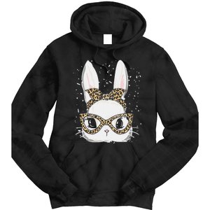 Bunny Face Leopard Glasses Headband Happy Easter Day Women's Tie Dye Hoodie