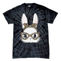 Bunny Face Leopard Glasses Headband Happy Easter Day Women's Tie-Dye T-Shirt