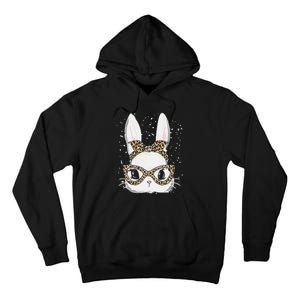 Bunny Face Leopard Glasses Headband Happy Easter Day Women's Tall Hoodie