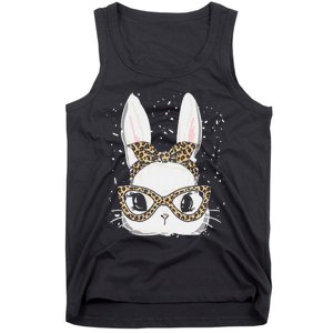 Bunny Face Leopard Glasses Headband Happy Easter Day Women's Tank Top