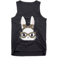 Bunny Face Leopard Glasses Headband Happy Easter Day Women's Tank Top