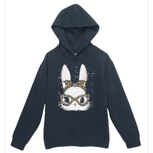 Bunny Face Leopard Glasses Headband Happy Easter Day Women's Urban Pullover Hoodie