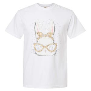 Bunny Face Leopard Glasses Headband Happy Easter Day Women's Garment-Dyed Heavyweight T-Shirt