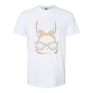 Bunny Face Leopard Glasses Headband Happy Easter Day Women's Softstyle CVC T-Shirt