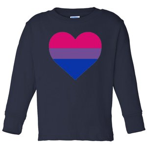 Bisexual Flag, LGBT, Love Heart Pocket Print, Pride March Toddler Long Sleeve Shirt