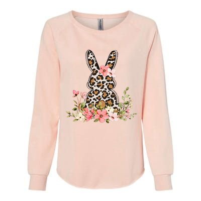 Bunny Floral Leopard Cute Easter Day Outfit Womens California Wash Sweatshirt