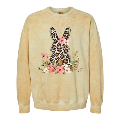 Bunny Floral Leopard Cute Easter Day Outfit Colorblast Crewneck Sweatshirt