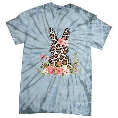 Bunny Floral Leopard Cute Easter Day Outfit Tie-Dye T-Shirt