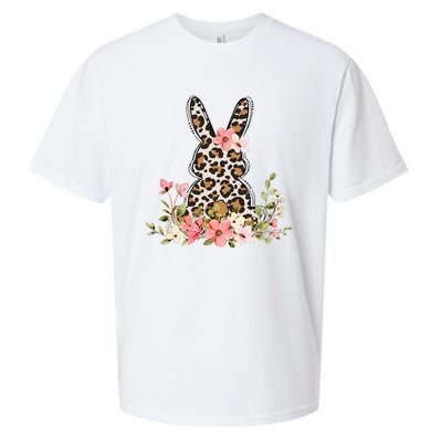 Bunny Floral Leopard Cute Easter Day Outfit Sueded Cloud Jersey T-Shirt