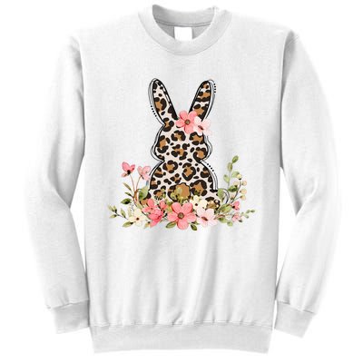 Bunny Floral Leopard Cute Easter Day Outfit Sweatshirt