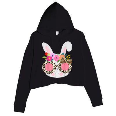 Bunny Face Leopart Print Easter Basket Stuffer For Teen Crop Fleece Hoodie