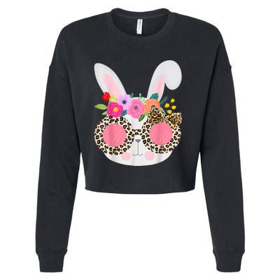 Bunny Face Leopart Print Easter Basket Stuffer For Teen Cropped Pullover Crew