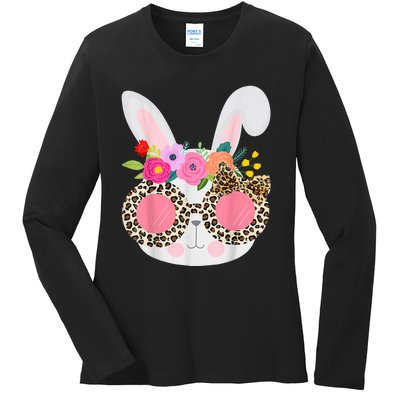 Bunny Face Leopart Print Easter Basket Stuffer For Teen Ladies Long Sleeve Shirt